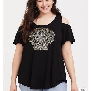 Torrid Super Soft Black Henna Shell Cold Shoulder Tee
